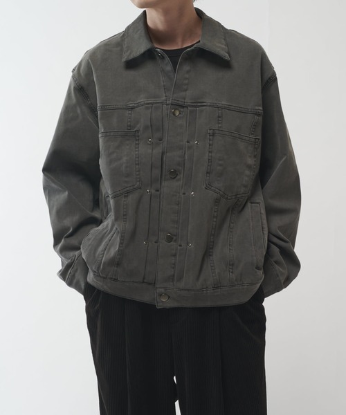 Lui's(ルイス)の「ストレッチBIGデニムトラッカージャケット(ブルゾン・メンズ・グレー/ブラック・S/M)」の13枚目の写真