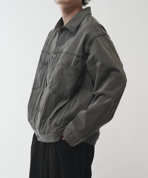 Lui's(ルイス)の「ストレッチBIGデニムトラッカージャケット(ブルゾン・メンズ・グレー/ブラック・S/M)」の14枚目の写真