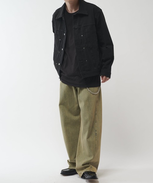 Lui's(ルイス)の「ストレッチBIGデニムトラッカージャケット(ブルゾン・メンズ・グレー/ブラック・S/M)」の8枚目の写真