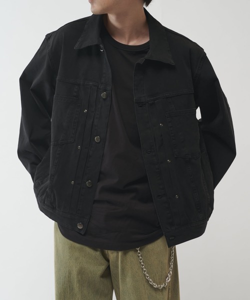 Lui's(ルイス)の「ストレッチBIGデニムトラッカージャケット(ブルゾン・メンズ・グレー/ブラック・S/M)」の4枚目の写真