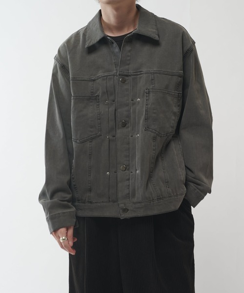 Lui's(ルイス)の「ストレッチBIGデニムトラッカージャケット(ブルゾン・メンズ・グレー/ブラック・S/M)」の12枚目の写真