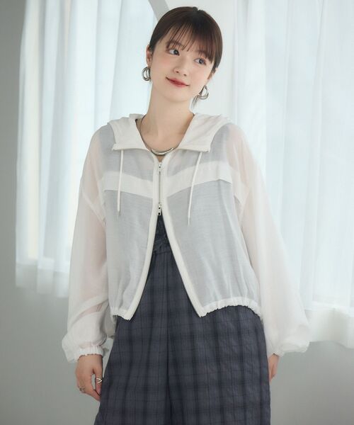 RETRO GIRL(レトロガール)の「シアーダブルZIPフーディー(その他アウター・レディース・ホワイト/ライトグレー/イエロー/ブラック・FREE)」の7枚目の写真