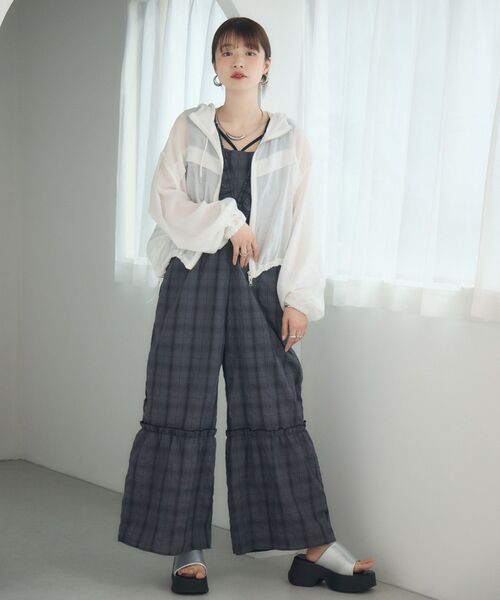 RETRO GIRL(レトロガール)の「シアーダブルZIPフーディー(その他アウター・レディース・ホワイト/ライトグレー/イエロー/ブラック・FREE)」の12枚目の写真