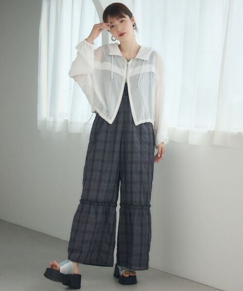 RETRO GIRL(レトロガール)の「シアーダブルZIPフーディー(その他アウター・レディース・ホワイト/ライトグレー/イエロー/ブラック・FREE)」の15枚目の写真