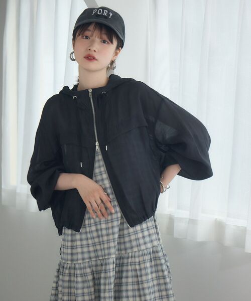 RETRO GIRL(レトロガール)の「シアーダブルZIPフーディー(その他アウター・レディース・ホワイト/ライトグレー/イエロー/ブラック・FREE)」の22枚目の写真