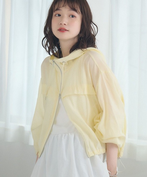 RETRO GIRL(レトロガール)の「シアーダブルZIPフーディー(その他アウター・レディース・ホワイト/ライトグレー/イエロー/ブラック・FREE)」の4枚目の写真