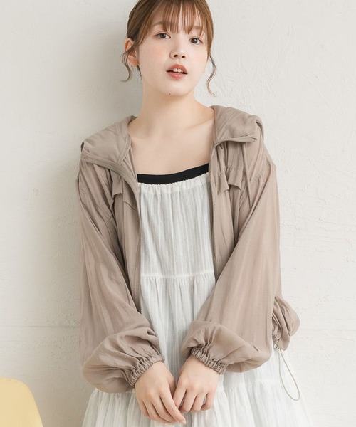 RETRO GIRL(レトロガール)の「シアーダブルZIPフーディー(その他アウター・レディース・ホワイト/ライトグレー/イエロー/ブラック・FREE)」の3枚目の写真