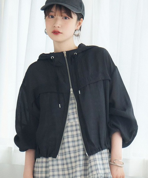 RETRO GIRL(レトロガール)の「シアーダブルZIPフーディー(その他アウター・レディース・ホワイト/ライトグレー/イエロー/ブラック・FREE)」の2枚目の写真