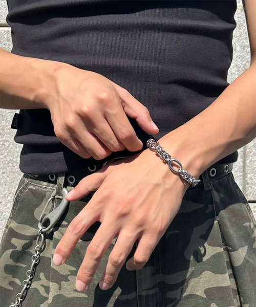SBG（エスビー）の「インフルエンサー 蘭丸 × SBG サージカルステンレス ミックスチェーンブレスレット（ブレスレット・メンズ・シルバー・FREE）」の13枚目の写真
