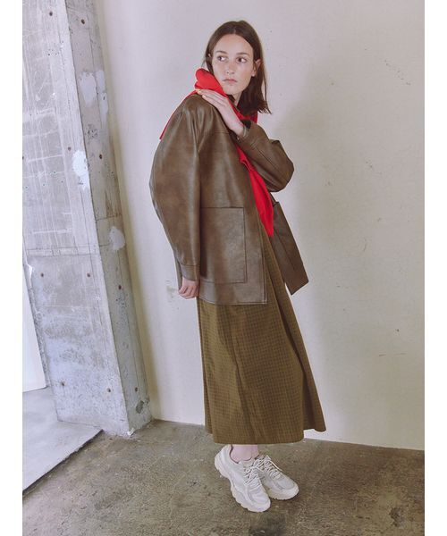 emmi（エミ）の「フェイクレザーダブルジップブルゾン（ブルゾン・レディース・ブラウン/ブラック・0/1）」の7枚目の写真