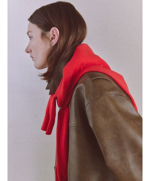 emmi（エミ）の「フェイクレザーダブルジップブルゾン（ブルゾン・レディース・ブラウン/ブラック・0/1）」の8枚目の写真