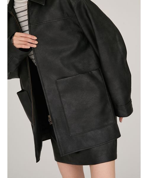 セール】フェイクレザーダブルジップブルゾン（ブルゾン）｜emmi（エミ