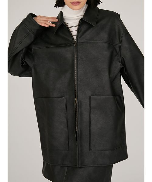 セール】フェイクレザーダブルジップブルゾン（ブルゾン）｜emmi（エミ