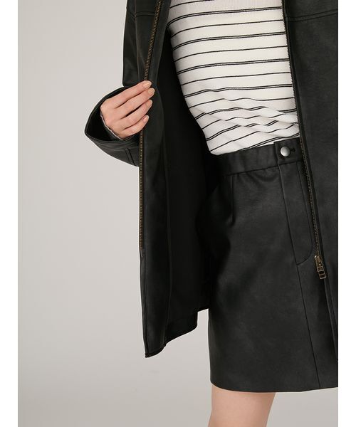 emmi（エミ）の「フェイクレザーダブルジップブルゾン（ブルゾン・レディース・ブラウン/ブラック・0/1）」の17枚目の写真