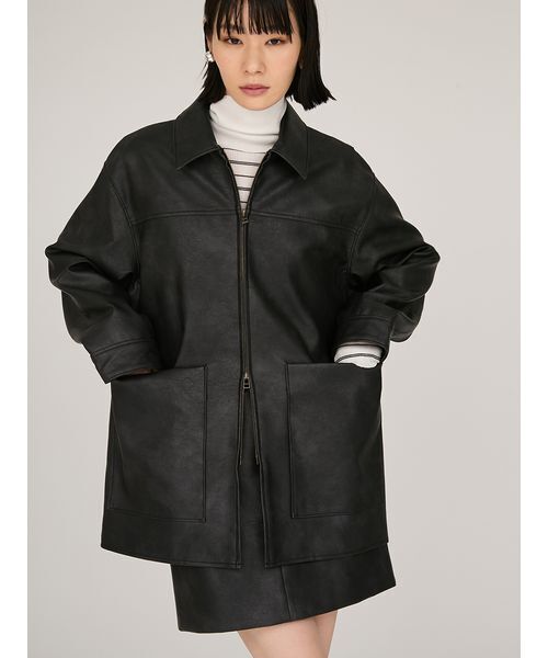 フェイクレザーダブルジップブルゾン セール】フェイクレザーダブルジップブルゾン（ブルゾン）｜emmi（エミ
