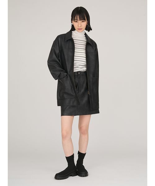 emmi（エミ）の「フェイクレザーダブルジップブルゾン（ブルゾン・レディース・ブラウン/ブラック・0/1）」の21枚目の写真