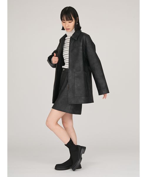 セール】フェイクレザーダブルジップブルゾン（ブルゾン）｜emmi（エミ