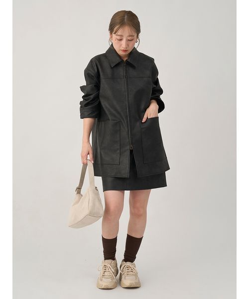 セール】フェイクレザーダブルジップブルゾン（ブルゾン）｜emmi（エミ