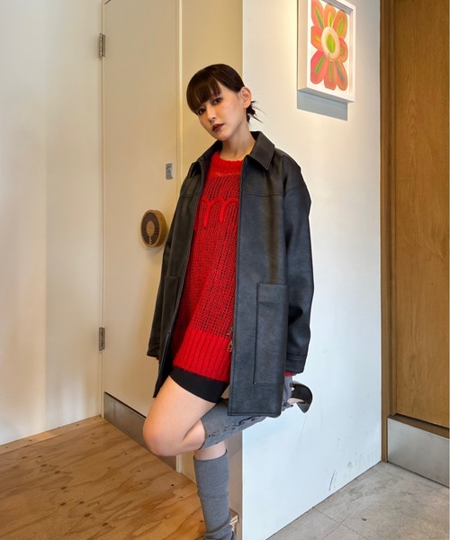 セール】フェイクレザーダブルジップブルゾン（ブルゾン）｜emmi（エミ