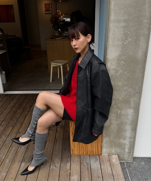 emmi（エミ）の「フェイクレザーダブルジップブルゾン（ブルゾン・レディース・ブラウン/ブラック・0/1）」の4枚目の写真