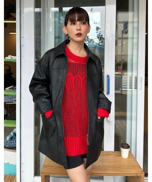 emmi（エミ）の「フェイクレザーダブルジップブルゾン（ブルゾン・レディース・ブラウン/ブラック・0/1）」の5枚目の写真