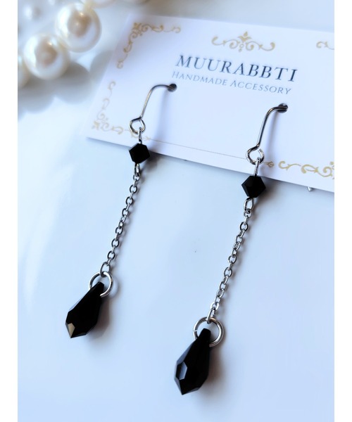 tone(トーン)の「【MUURABBTI】カット雫とチェーンのピアス(MA)(ピアス(両耳用)・レディース・エメラルド/レッド/ブルー系2/パープル系/ブラック/アクア/ピンク/ブルー系/イエロー系・FREE)」の22枚目の写真