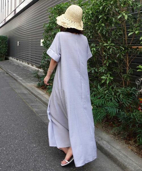 CORNERS(コーナーズ)の「キーネックエアリーワンピース(ワンピース・レディース・ブラック×ホワイト/ブラウン/ブラック/ネイビー×ホワイト・L/M)」の8枚目の写真