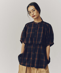 Firsthand | Firsthand/ファーストハンド オンブレーチェック フレアヨークシャツ / 5分袖チェックシャツ(シャツ/ブラウス)