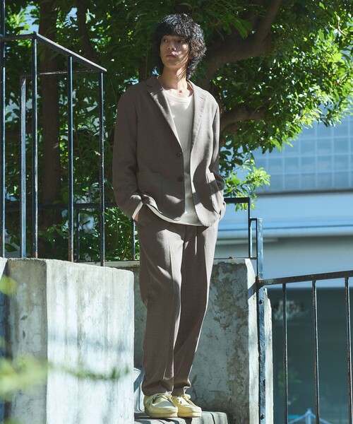 レッドレーベル★ダブルジップ 撥水 ストレッチ ジャケット グレー LLサイズ セール】ダブルクロス ノーラペル ジャケット ウォッシャブル