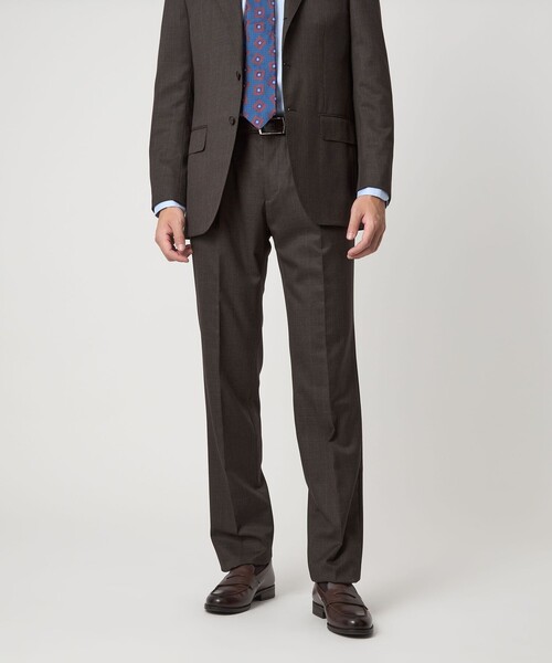 green label relaxing（グリーンレーベルリラクシング）の「REDA グレンチェック HX 1プリーツ スーツパンツ（スーツパンツ・メンズ・ダークブラウン/ダークグレー・80/76/84/88/92/72）」の2枚目の写真