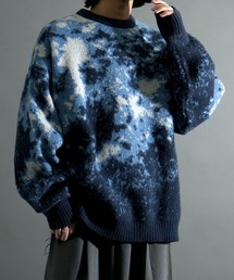 Starting Over | アブストラクト柄 プルオーバー クルーネック シャギーニット(ニット/セーター)