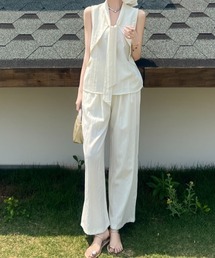 Aelina（エリナ）の「ノースリーブトップス+ワイドパンツセットアップ（セットアップ）」