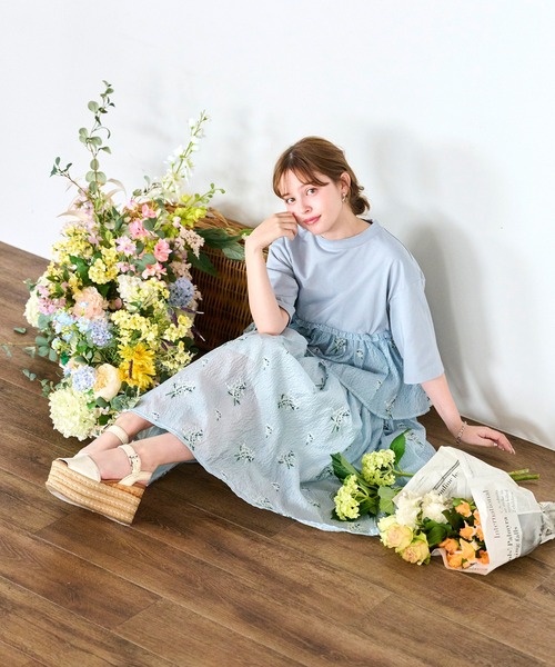 Chesty（チェスティー）の「カスミソウ刺繍スカート（スカート・レディース・ブラック/オフホワイト/ブルー・0/1）」の18枚目の写真