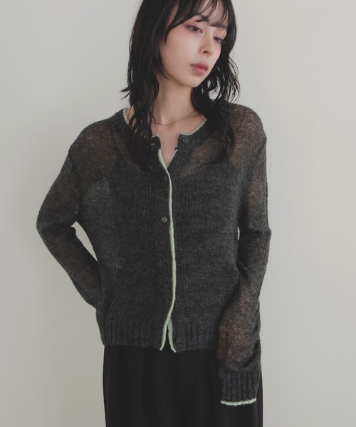 セール】シアーバイカラーカーディガン（カーディガン/ボレロ）｜LIAN