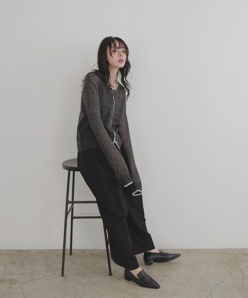 LIAN（リアン）の「シアーバイカラーカーディガン（カーディガン/ボレロ・レディース・ブラウン/チャコールグレー/グレー/アイボリー・FREE）」の6枚目の写真