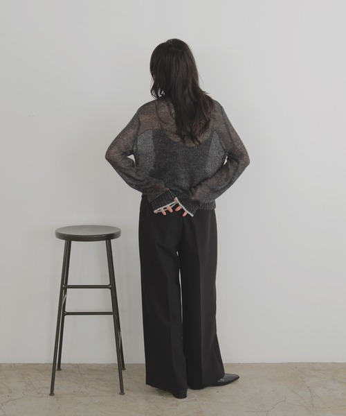 LIAN（リアン）の「シアーバイカラーカーディガン（カーディガン/ボレロ・レディース・ブラウン/チャコールグレー/グレー/アイボリー・FREE）」の9枚目の写真