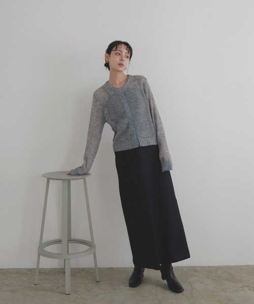 LIAN（リアン）の「シアーバイカラーカーディガン（カーディガン/ボレロ・レディース・ブラウン/チャコールグレー/グレー/アイボリー・FREE）」の14枚目の写真