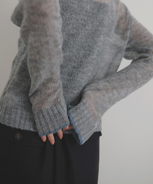 LIAN（リアン）の「シアーバイカラーカーディガン（カーディガン/ボレロ・レディース・ブラウン/チャコールグレー/グレー/アイボリー・FREE）」の16枚目の写真