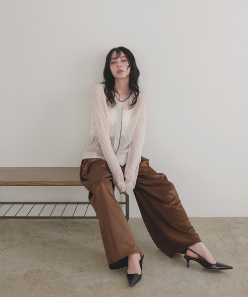 LIAN（リアン）の「シアーバイカラーカーディガン（カーディガン/ボレロ・レディース・ブラウン/チャコールグレー/グレー/アイボリー・FREE）」の20枚目の写真