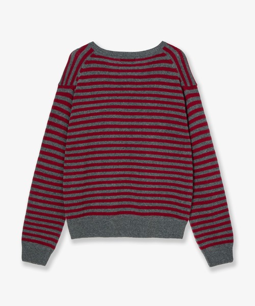 aeae（エーイーエーイー）の「STRIPE V-NECK KNIT PULLOVER（ニット/セーター・レディース・カーキ・FREE）」の6枚目の写真