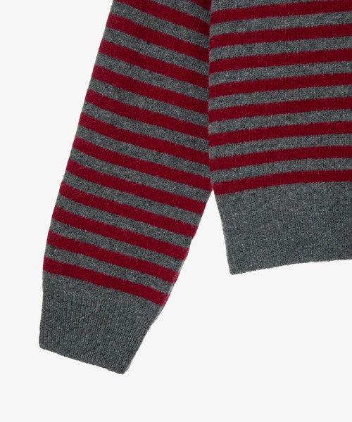 aeae（エーイーエーイー）の「STRIPE V-NECK KNIT PULLOVER（ニット/セーター・レディース・カーキ・FREE）」の9枚目の写真