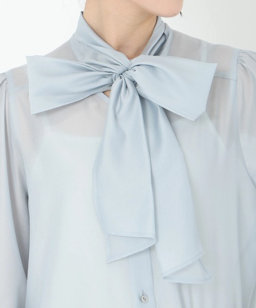 STRAWBERRY-FIELDS（ストロベリーフィールズ）の「【雑誌掲載アイテム】フローラクロス_シアーボウタイブラウス（シャツ/ブラウス・レディース・ピンクベージュ/ブルー系その他/ブラウン・2）」の8枚目の写真