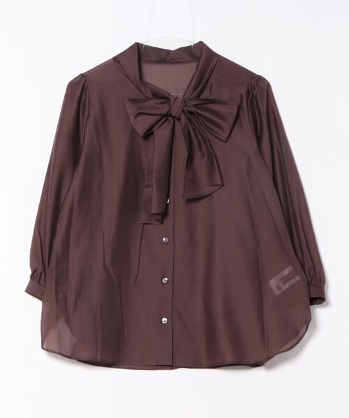 STRAWBERRY-FIELDS（ストロベリーフィールズ）の「【雑誌掲載アイテム】フローラクロス_シアーボウタイブラウス（シャツ/ブラウス・レディース・ピンクベージュ/ブルー系その他/ブラウン・2）」の15枚目の写真