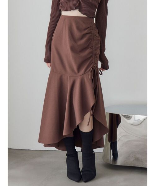 EATME（イートミー）の「サイドギャザーマーメイドスカート（スカート・レディース・ブラウン/アイボリー/ブラック・SMALL/MEDIUM）」の3枚目の写真