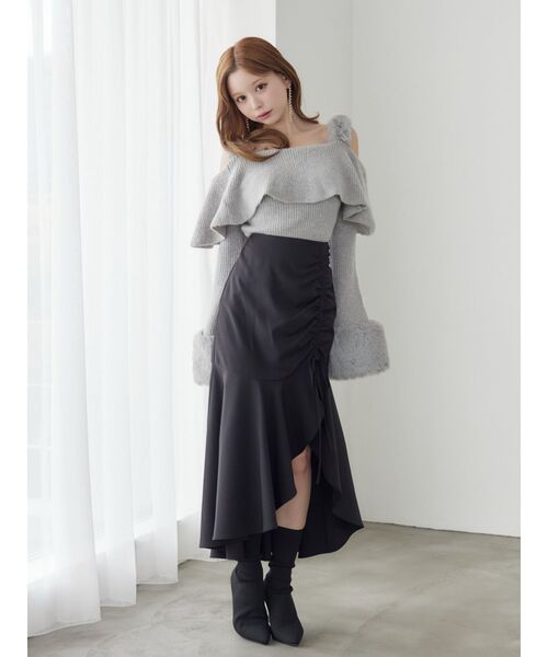 EATME（イートミー）の「サイドギャザーマーメイドスカート（スカート・レディース・ブラウン/アイボリー/ブラック・SMALL/MEDIUM）」の4枚目の写真