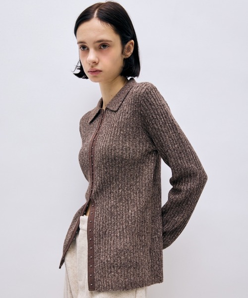 AIC.(エーアイシー)の「ホックデザインポロニットトップス(ニット/セーター・レディース・ライトグレー/チャコールグレー/グリーン/ブラウン・FREE)」の19枚目の写真