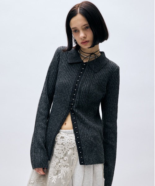 ホックデザインポロニットトップス（ニット/セーター）｜AIC