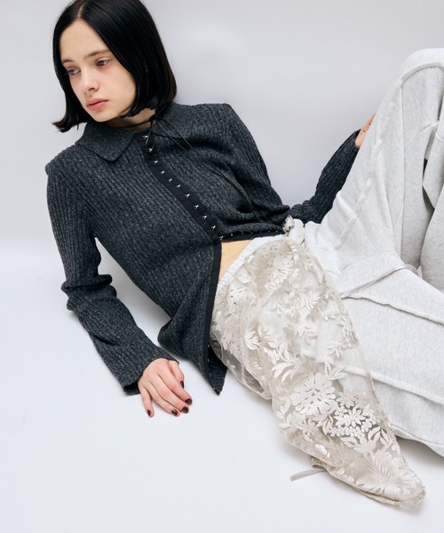 ホックデザインポロニットトップス（ニット/セーター）｜AIC