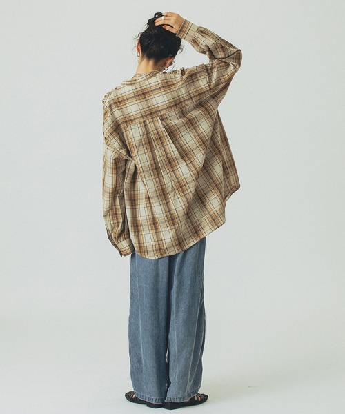 ROSE BUD(ローズバッド)の「CHECK SHIRT(シャツ/ブラウス・レディース・ベージュ/ネイビー・ONE SIZE)」の10枚目の写真