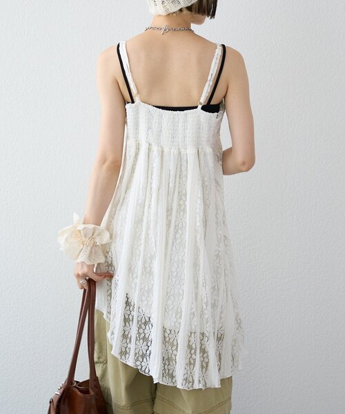 w closet(ダブルクローゼット)の「【25AW】アシメレースキャミワンピース(ワンピース・レディース・ブラック/アイボリー・FREE)」の6枚目の写真